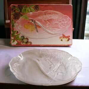 Mikasa Vintage 1990's Crystal Holiday Bells Divided Relish Dish
